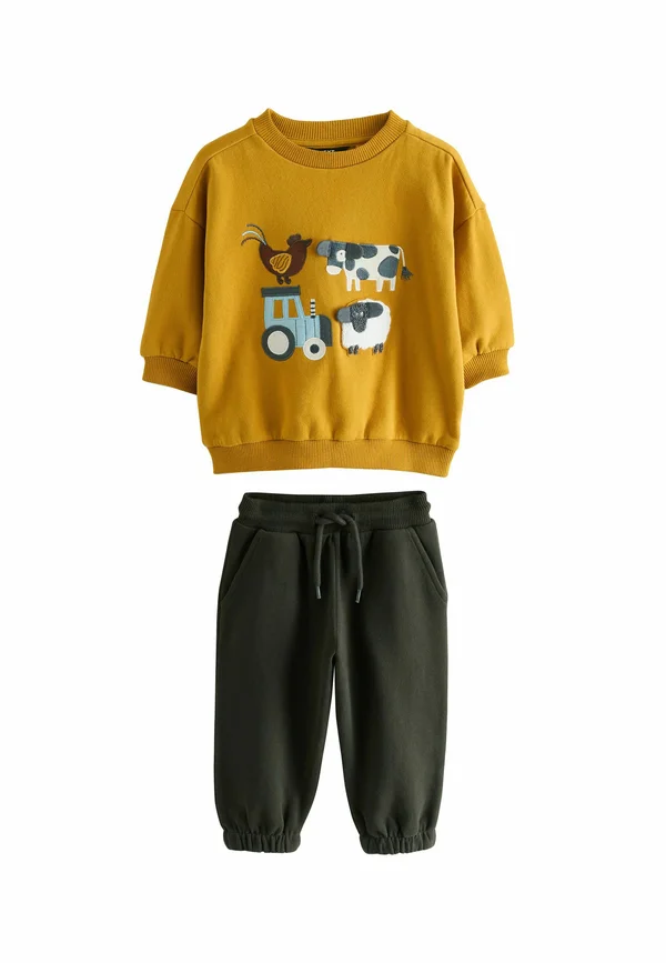 SET - Stoffhose - ochre yellow charcoal farm