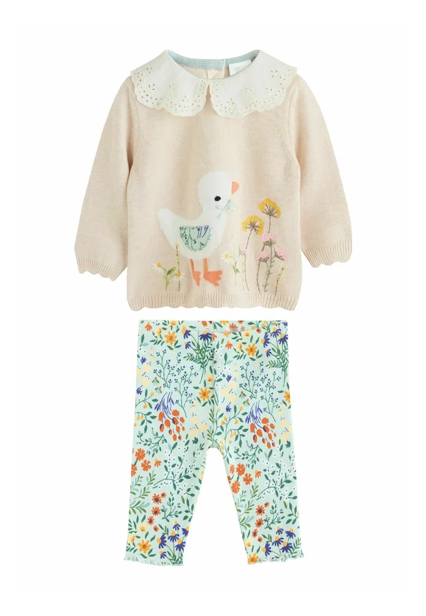 SET - Strickpullover - neutral duck  sage ditsy