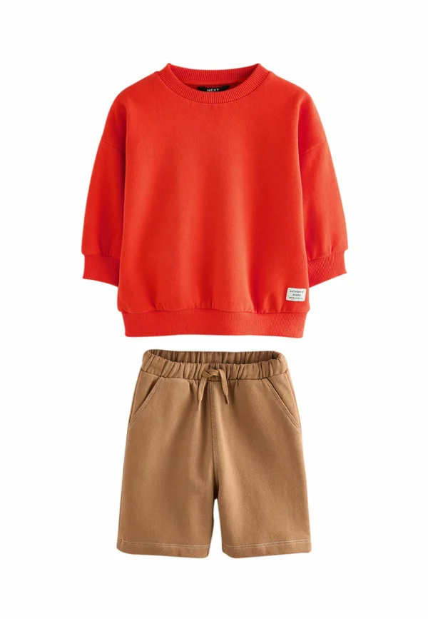 SET - Sweatshirt - red  tan brown