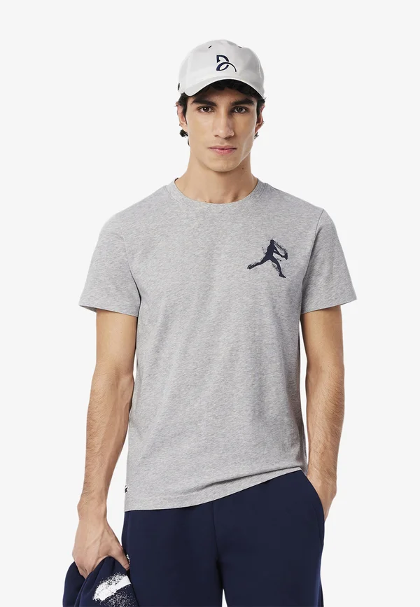 SET - T-Shirt print - gris chine   bleu marine mnc