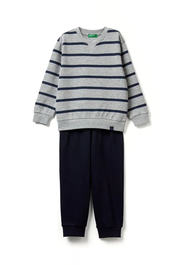 SET WITH STRIPED PRINT - Trainingsanzug - grey/dark blue
