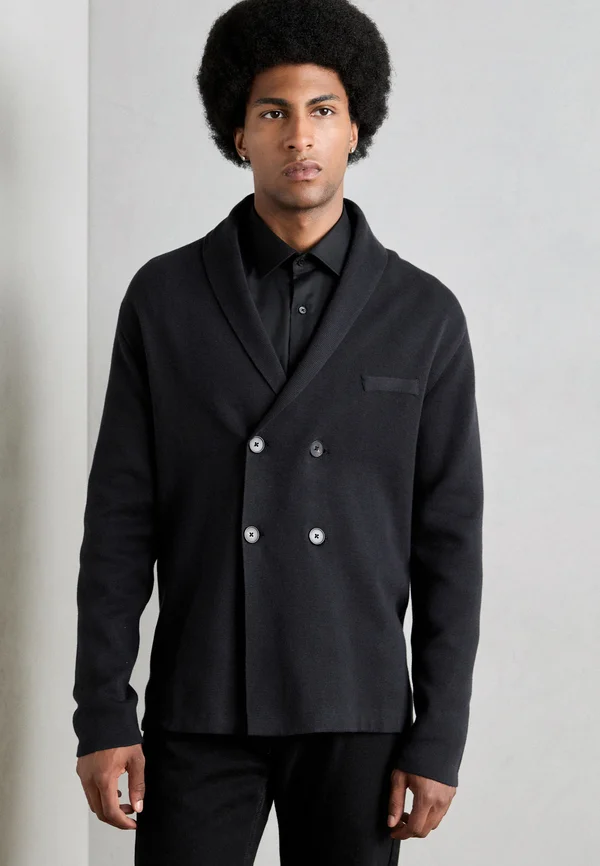 SHAWL COLLAR CARDIGAN - Strickjacke - black