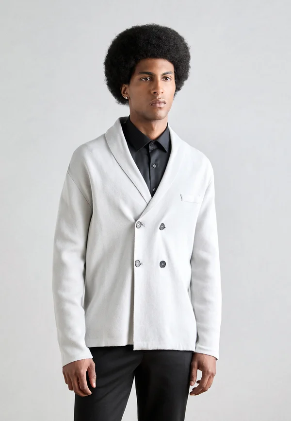 SHAWL COLLAR CARDIGAN - Strickjacke - light grey