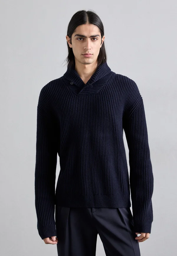 SHAWL COLLAR - Strickpullover - navy