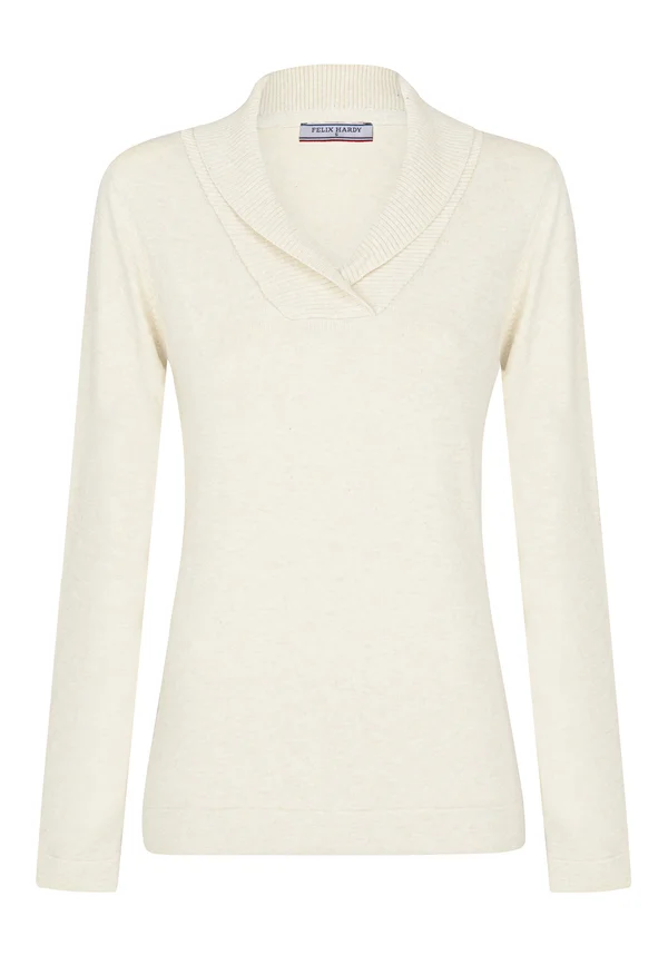 SHAWL COLLAR  - Strickpullover - off-white