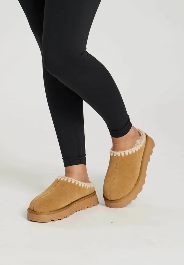 SHEEPSKIN CHUNKY WHIPSTICH MULE - Pantolette flach - tan