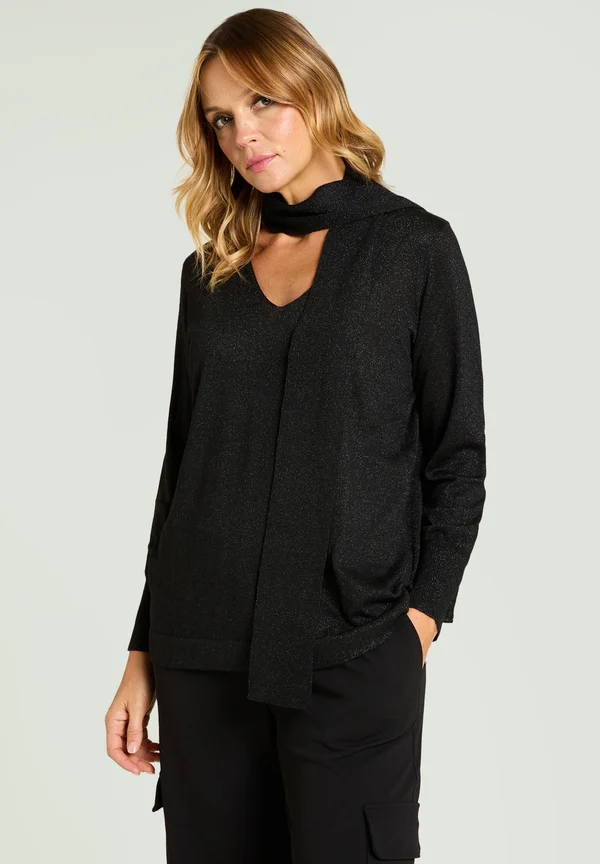 SHINY CON SCIARPINA - Strickpullover - nero