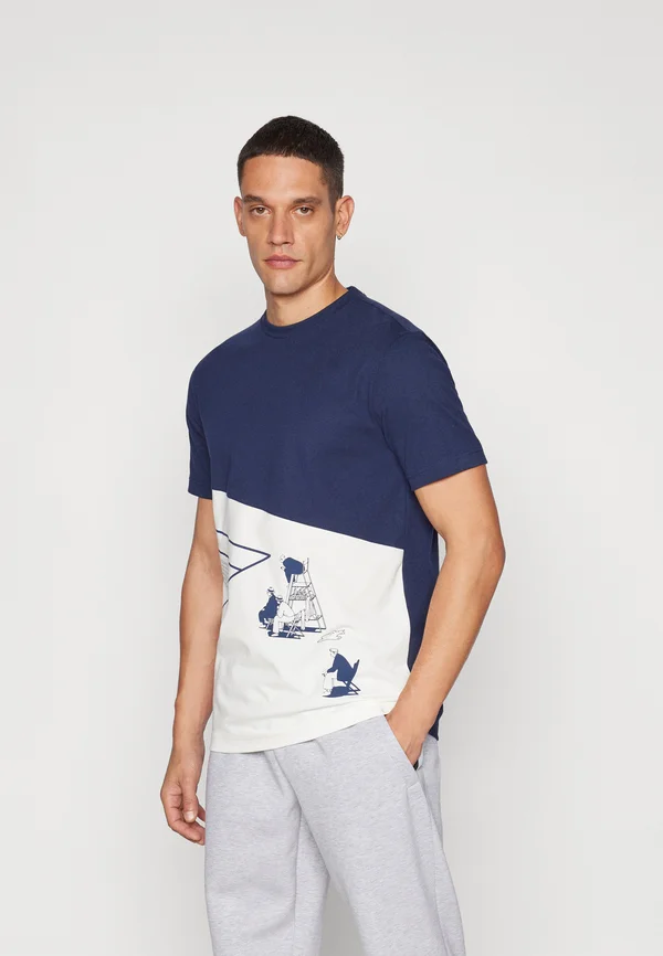 SHIRT HERITAGE - Sport T-Shirt - navy blue/flour