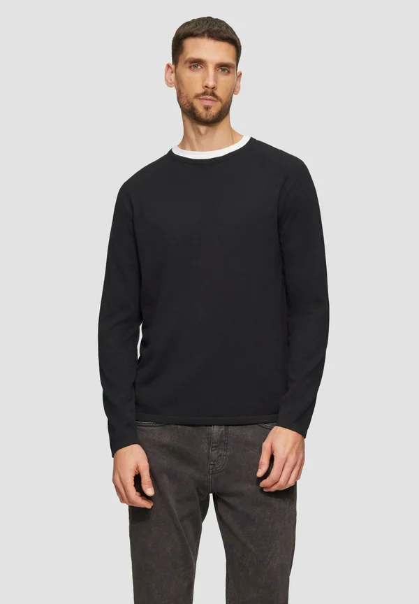 SHIRT MIT CREW NECK - Strickpullover - schwarz