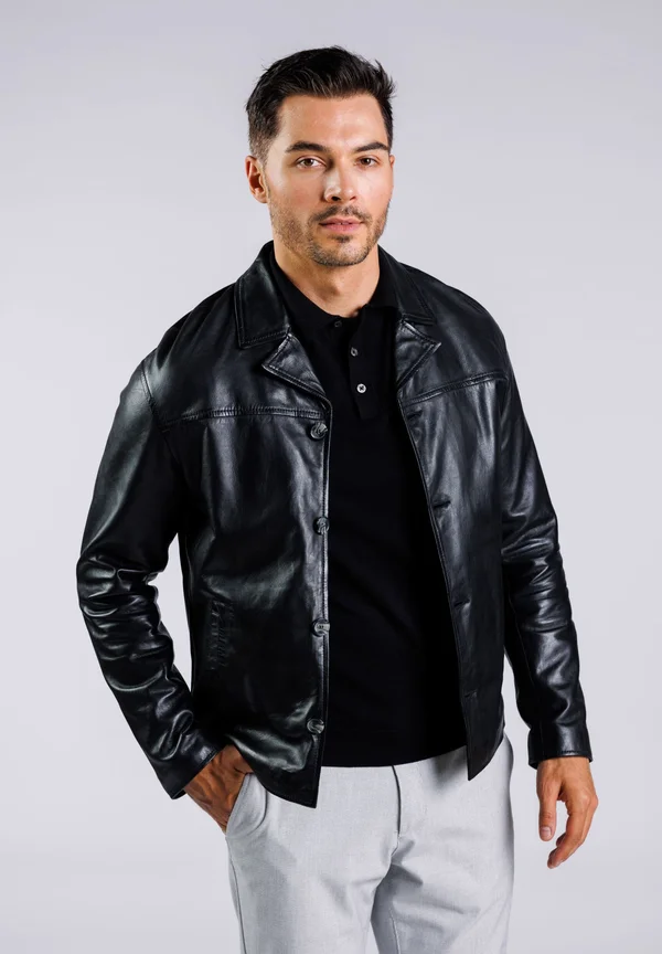 SHORT NORDIC - Lederjacke - black