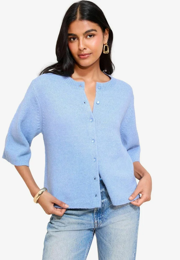 SHORT SLEEVE BUTTON  - Strickjacke - blue