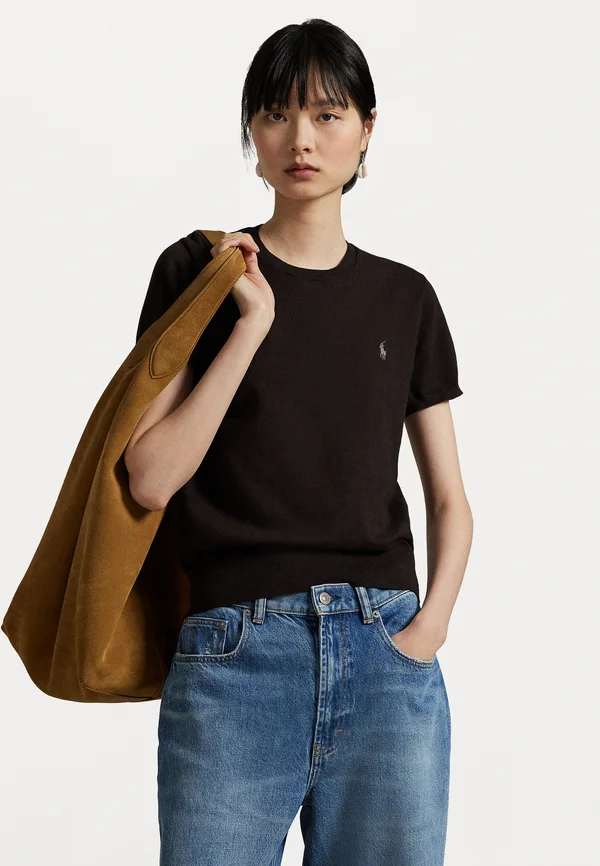 SHORT-SLEEVE CREWNECK SWEATER - Strickpullover - circuit brown