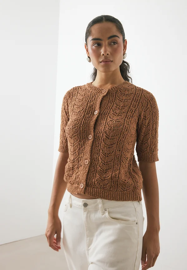 SHORT SLEEVE - Strickjacke - brown