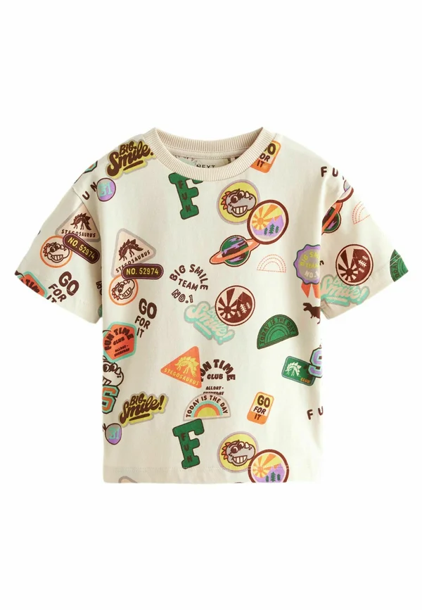 SHORT SLEEVE VARSITY  REGULAR FIT - T-Shirt print - ecru badges