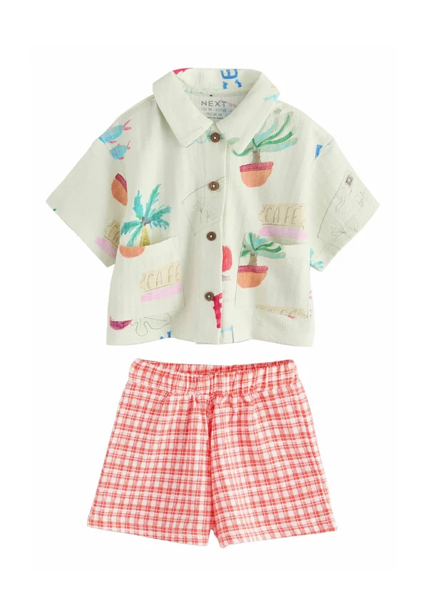 SHORT SLEVE SET - Hemdbluse - red gingham holiday print