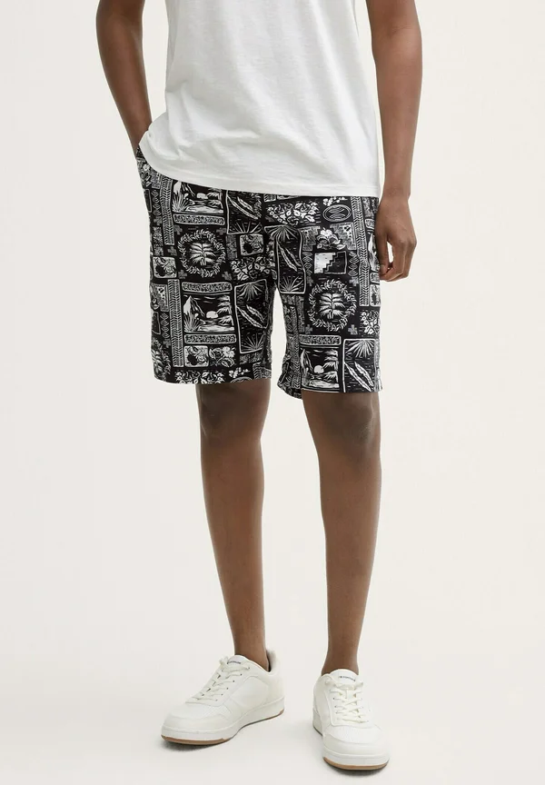 Shorts - black white hawai print