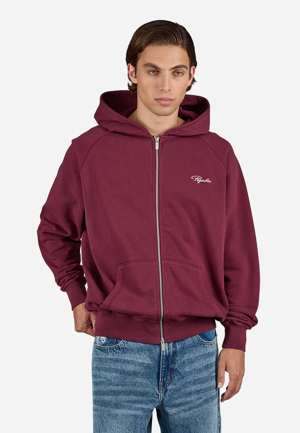 SIGNAR RAGLAN JACKET - Sweatjacke - washed maroon red/white