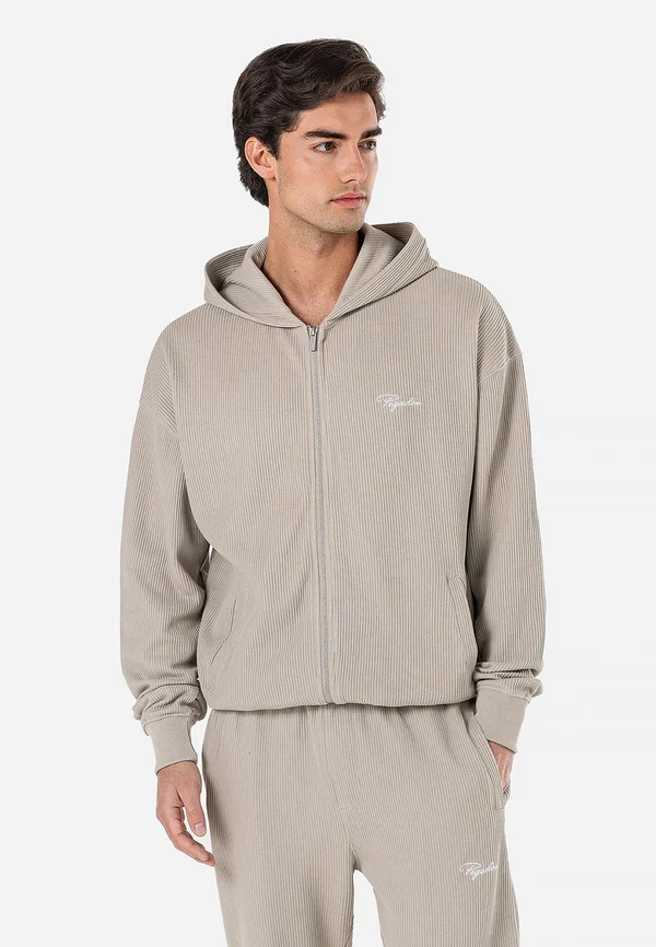 SIGNAR - Sweatjacke - washed dark stone/white