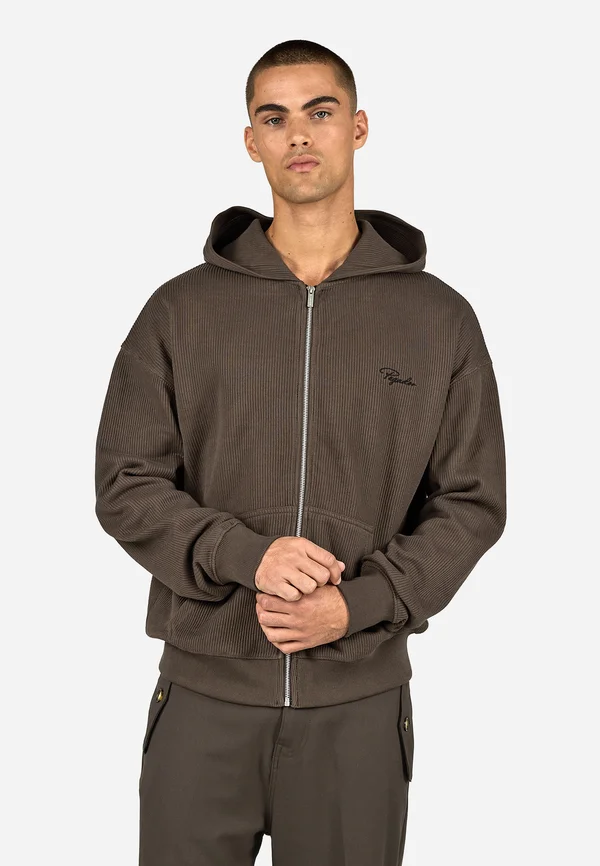 SIGNAR - Sweatjacke - washed walnut brown / black