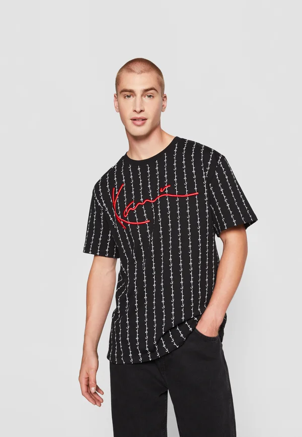 SIGNATURE LOGO PINSTRIPE TEE - T-Shirt print - black