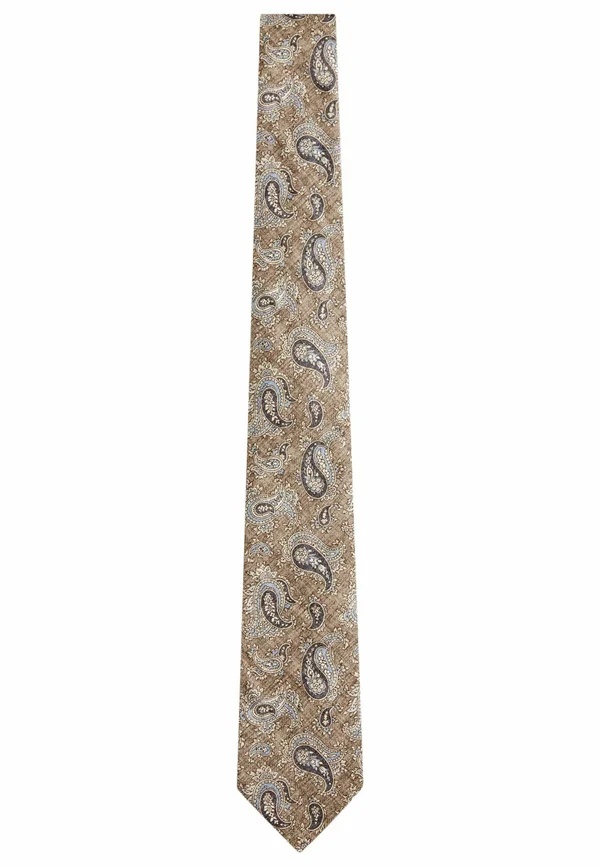 SIGNATURE MADE IN ITALY PRINTED MELANGE - Krawatte - neutral brown blue paisley