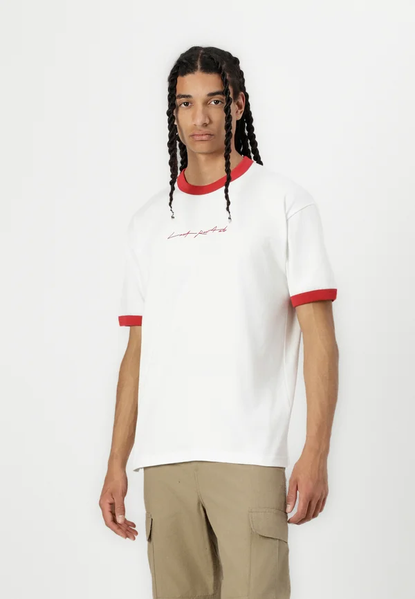 SIGNATURE RINGER - T-Shirt basic - white/old red