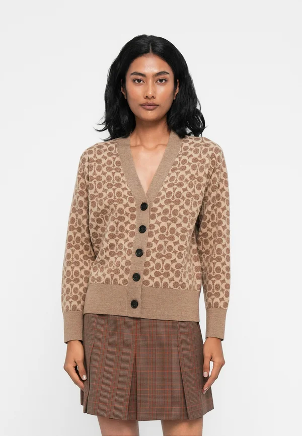 SIGNATURE SHRUNKEN CARDIGAN - Strickjacke - tan