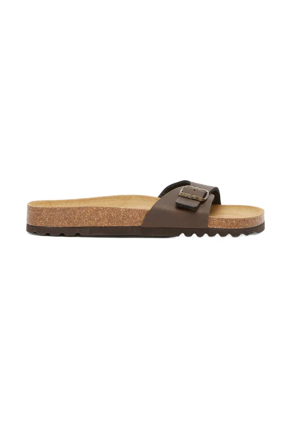 SIMON - Pantolette flach - dk brown