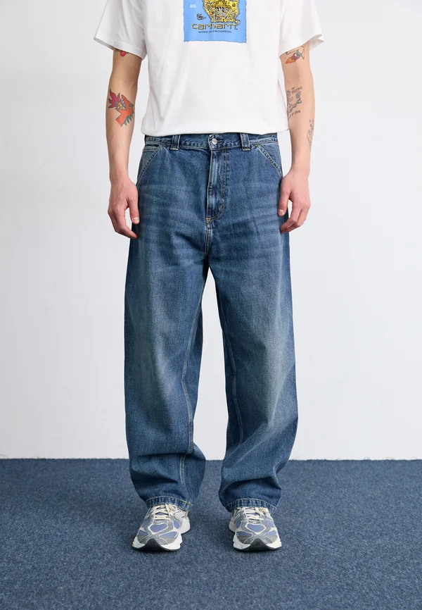 SINGLE KNEE PANT - Jeans Relaxed Fit - blue dark used washed