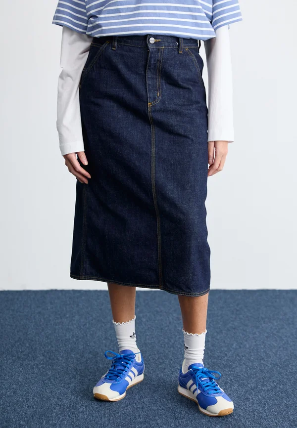SINGLE KNEE SKIRT - A-Linien-Rock - blue rinsed