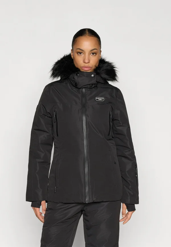 SKI JACKET WITH REMOVEABLE FUR HOOD - Skijacke - black