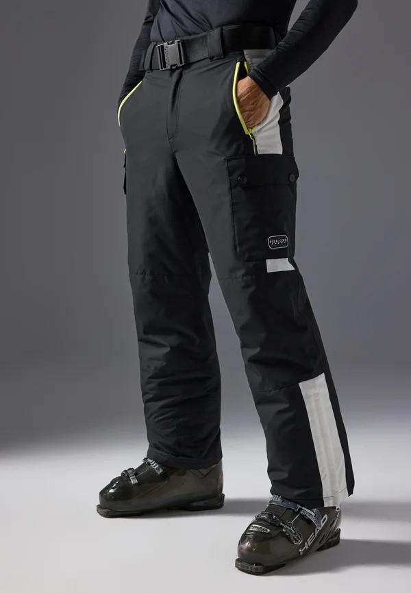 Skihose - black,off-white,neon yellow
