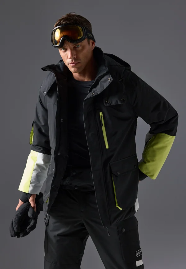 Skijacke - black/off-white/neon yellow