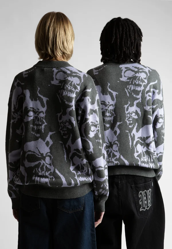 SKULL SWEATER UNISEX - Strickpullover - charcoal/lilac