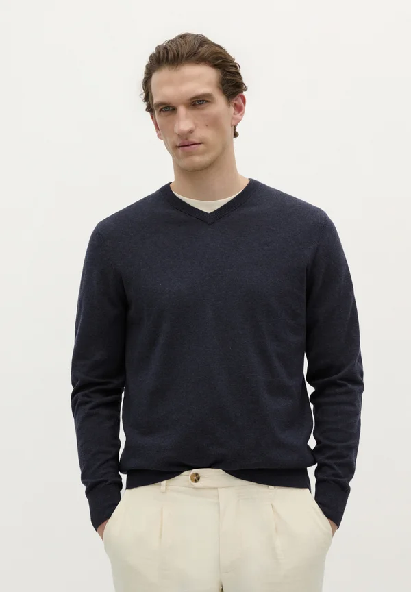 SKULL V NECK - Strickpullover - navy