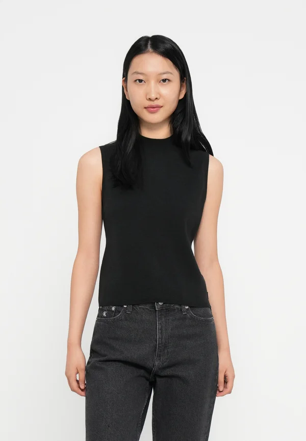 SLEEVELESS MOCKNECK - Strickpullover - black