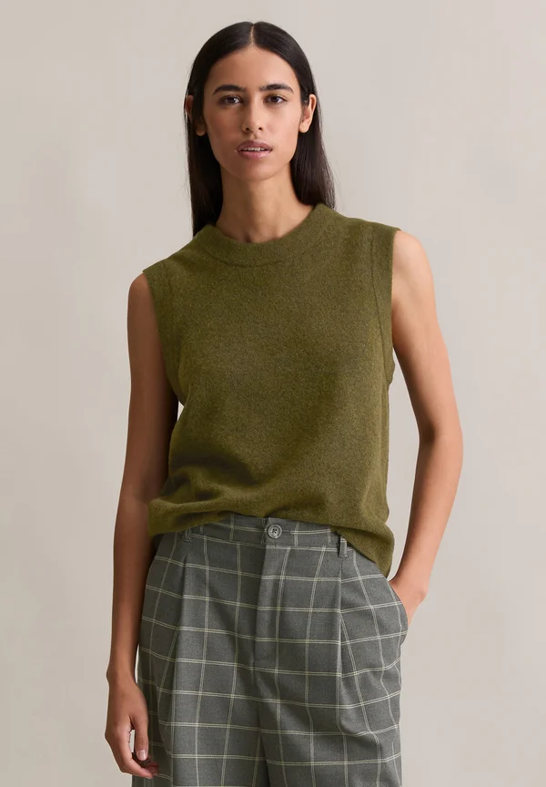 SLEEVELESS - Strickpullover - dark green melange