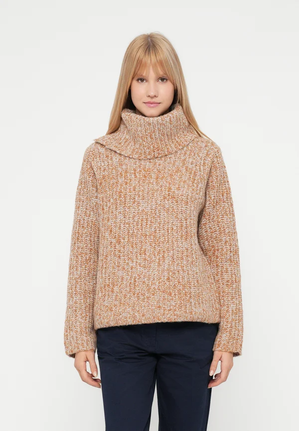 SLFCHICAGO SPLIT ROLL NECK - Strickpullover - golden brown