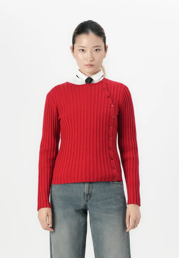 SLFHELEN BUTTON O NECK    - Strickjacke - equestrian red