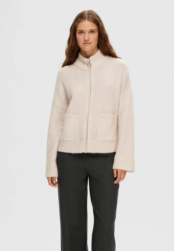 SLFSIA ZIPPER CARDIGAN  - Strickjacke - birch
