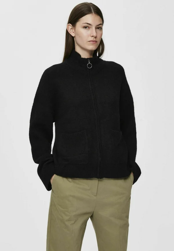 SLFSIA ZIPPER CARDIGAN  - Strickjacke - black