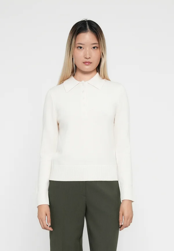 SLFTHEA CHUNKY COLLAR NECK - Strickpullover - snow white