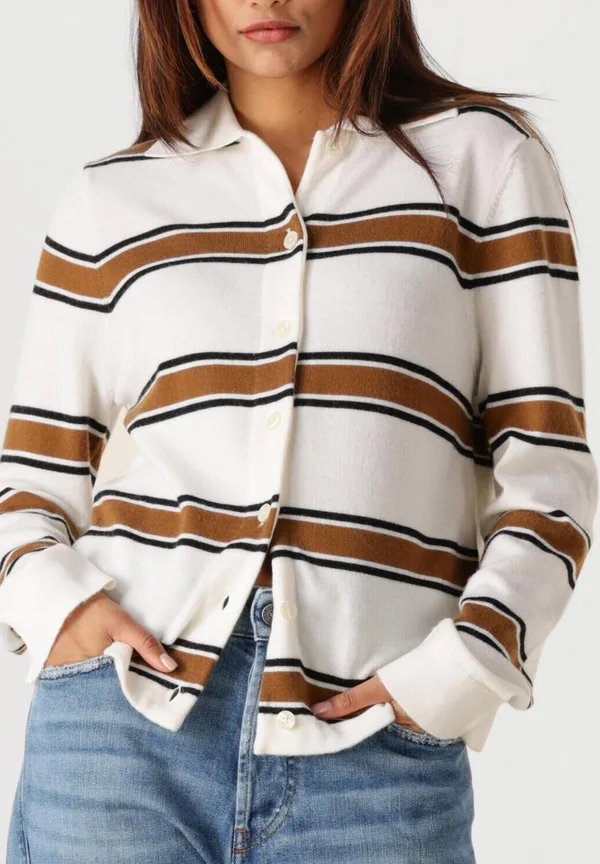 SLFTHEA LS BUTTON COLLAR NECK - Strickjacke - egret