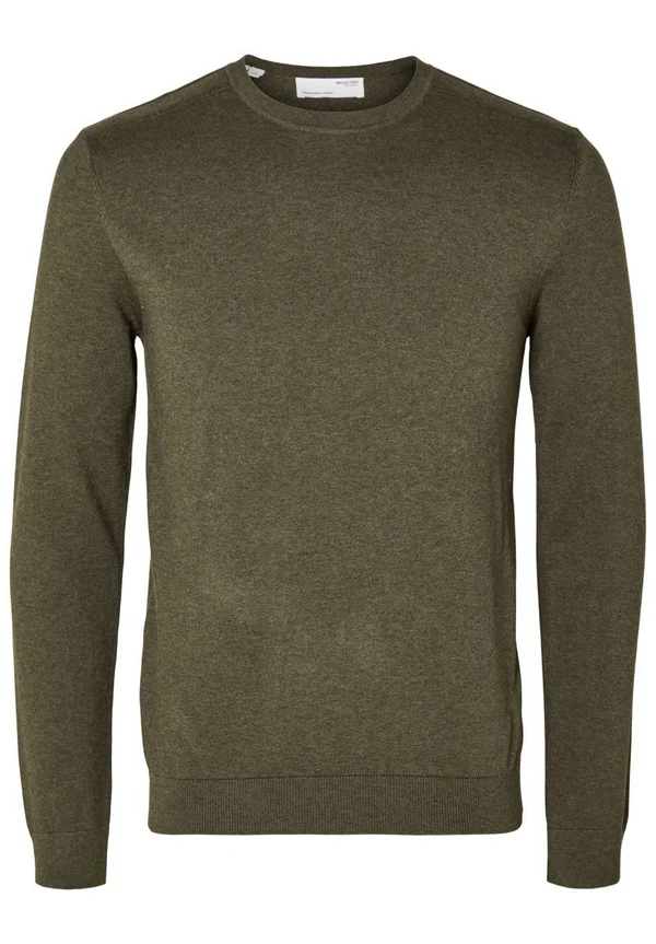 SLHBERG CREW NECK - Strickpullover - ivy/green detail/melange