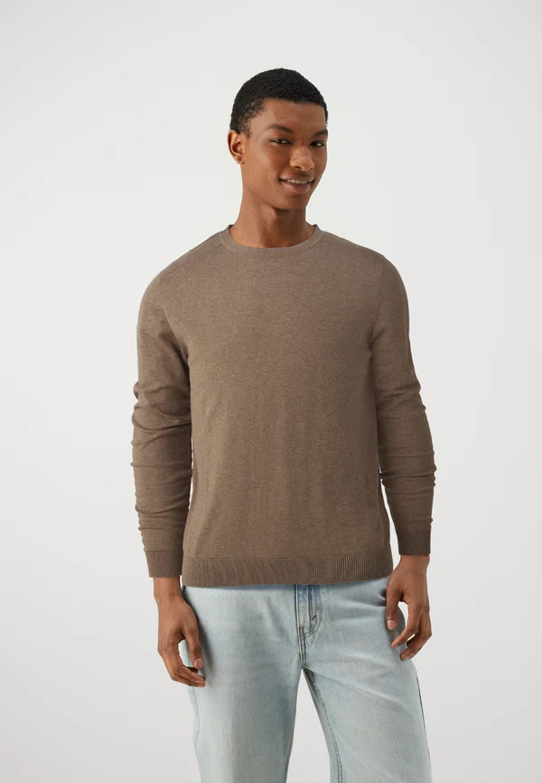 SLHBERG CREW NECK - Strickpullover - teak/melange