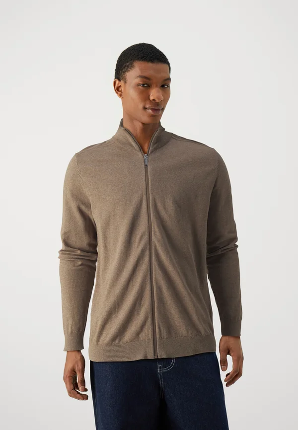 SLHBERG FULL ZIP - Strickjacke - teak melange