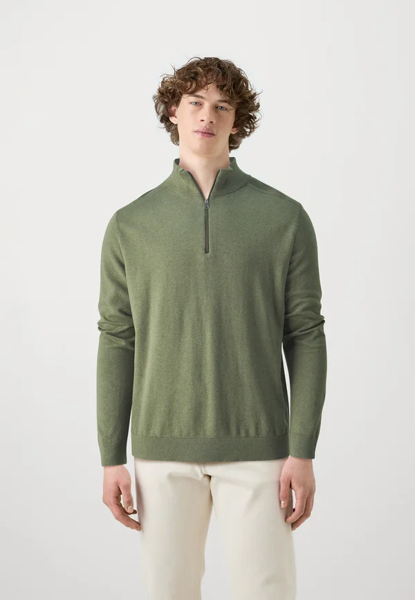 SLHBERG HALF ZIP - Strickpullover - khaki