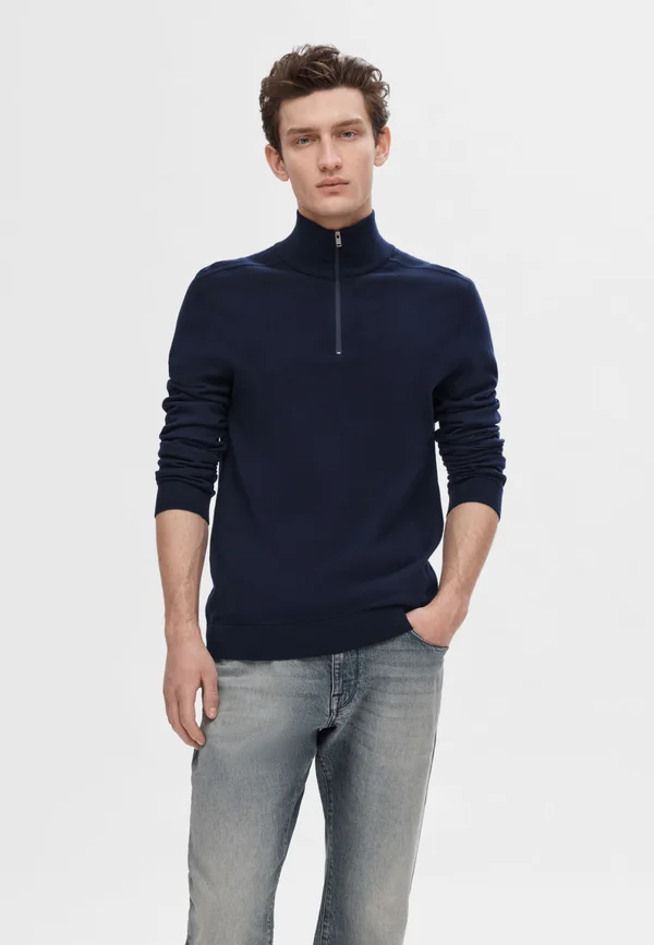 SLHBERG HALF ZIP - Strickpullover - navy blazer