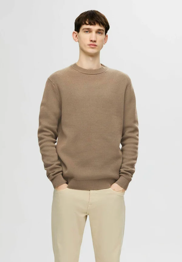 SLHDANE STRUCTURE CREW NECK - Strickpullover - morel