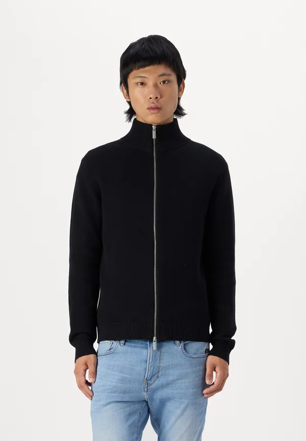 SLHDANE STRUCTURE FULL ZIP - Strickjacke - black